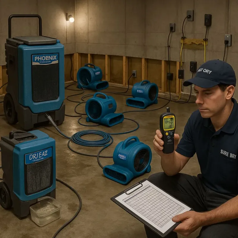 Structural Drying and Dehumidification process in High Ridge, MO